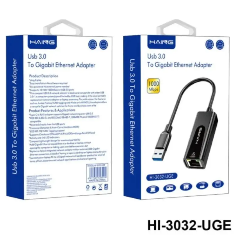 HAING HI-3032-UGE USB 3.0 To Gigabit Ethernet Adapter HAING HI-3032-UGE USB 3.0 To Gigabit Ethernet Adapter